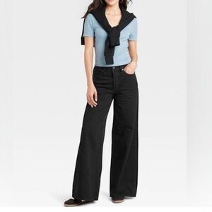 UNIVERSAL THREAD Women's Mid-Rise Super Wide Leg Jeans Black Size 12 Short NWT